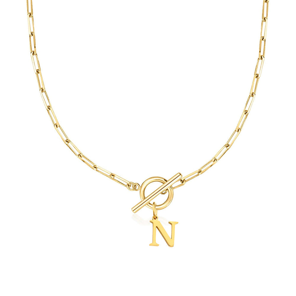 Ganelle™ Collar with Circular Lock Closure and Initial in Paperclip Shape