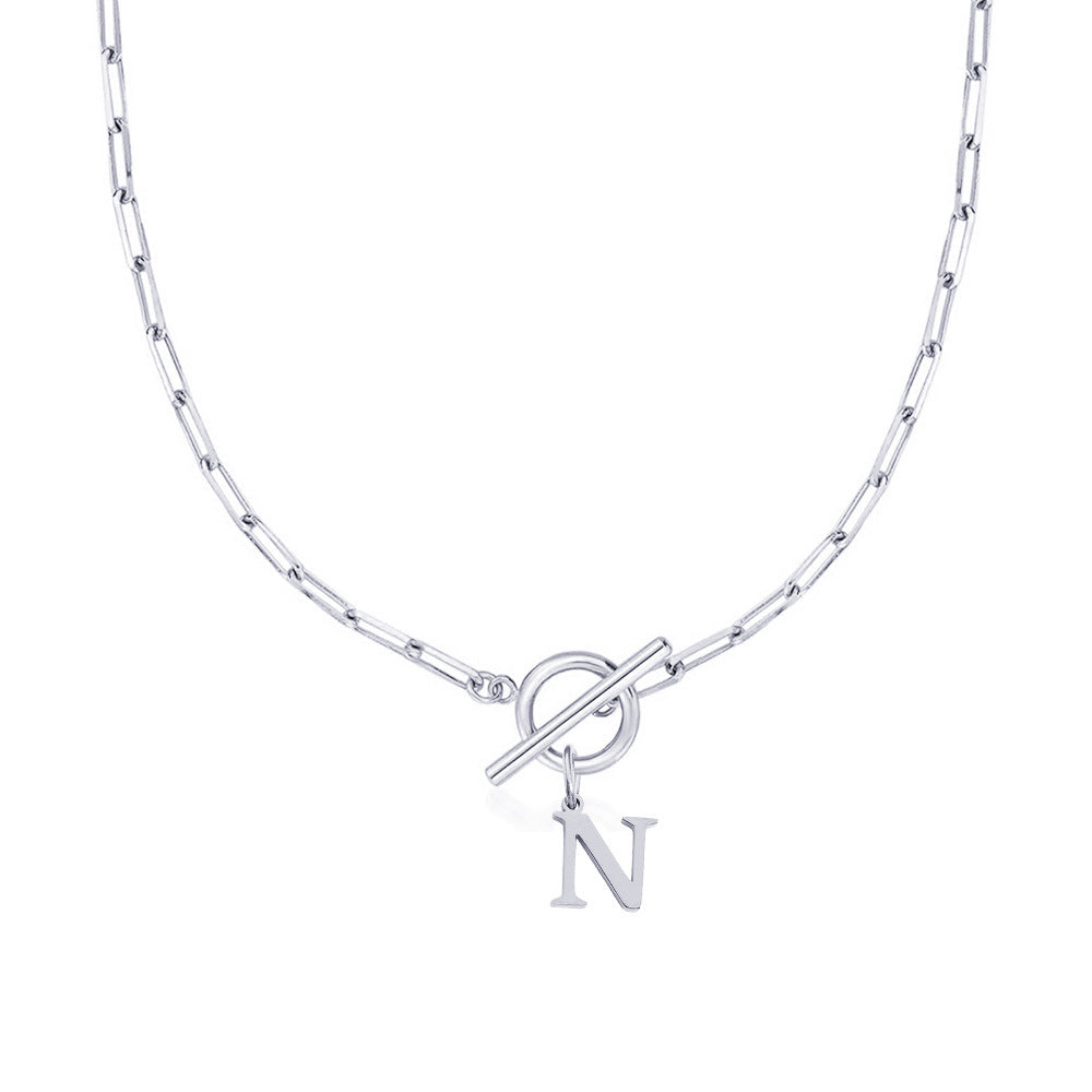 Ganelle™ Collar with Circular Lock Closure and Initial in Paperclip Shape