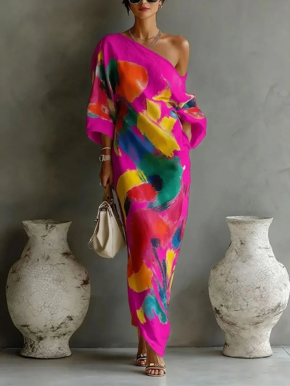 Lindiwe™ | Abstract Drape Maxi Dress