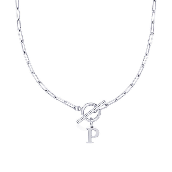 Ganelle™ Collar with Circular Lock Closure and Initial in Paperclip Shape