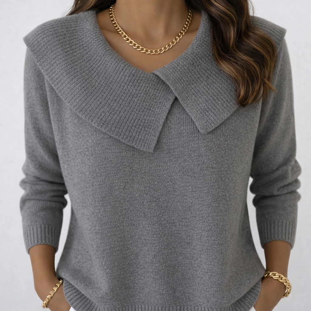 Noiréa™ Soft Sweater with Elegant Draped Neck