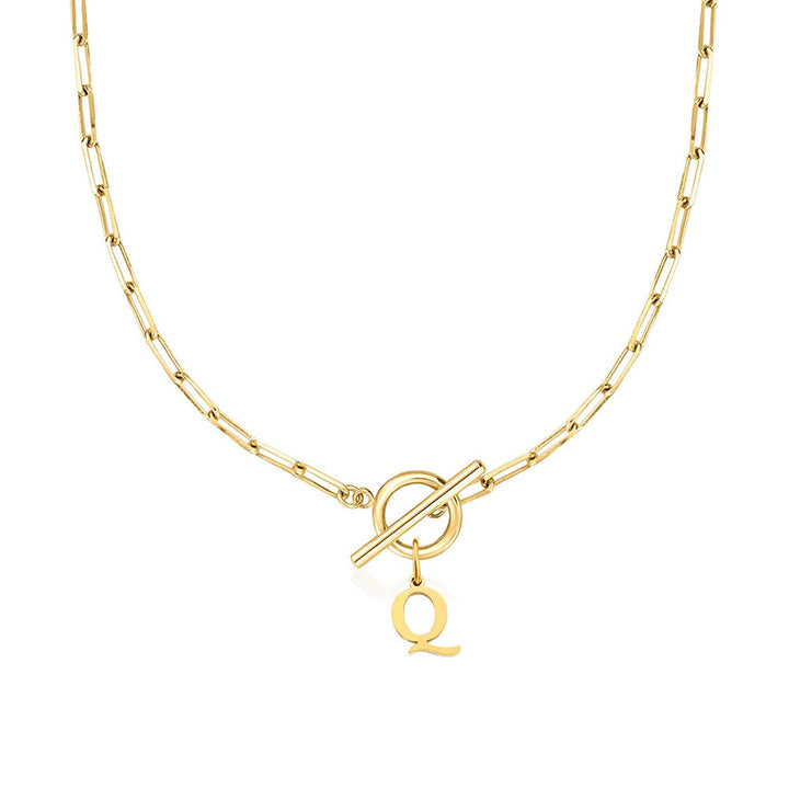 Ganelle™ Collar with Circular Lock Closure and Initial in Paperclip Shape