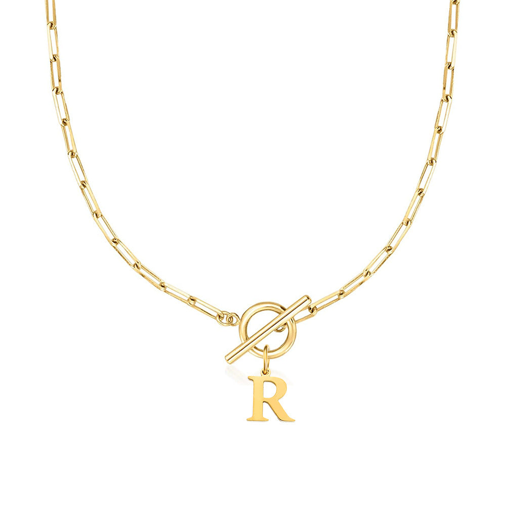 Ganelle™ Collar with Circular Lock Closure and Initial in Paperclip Shape