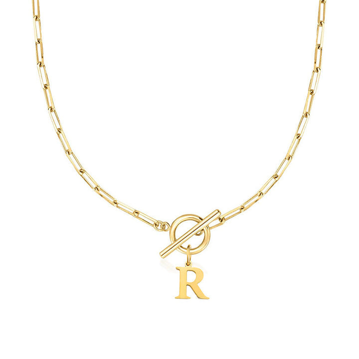 Ganelle™ Collar with Circular Lock Closure and Initial in Paperclip Shape