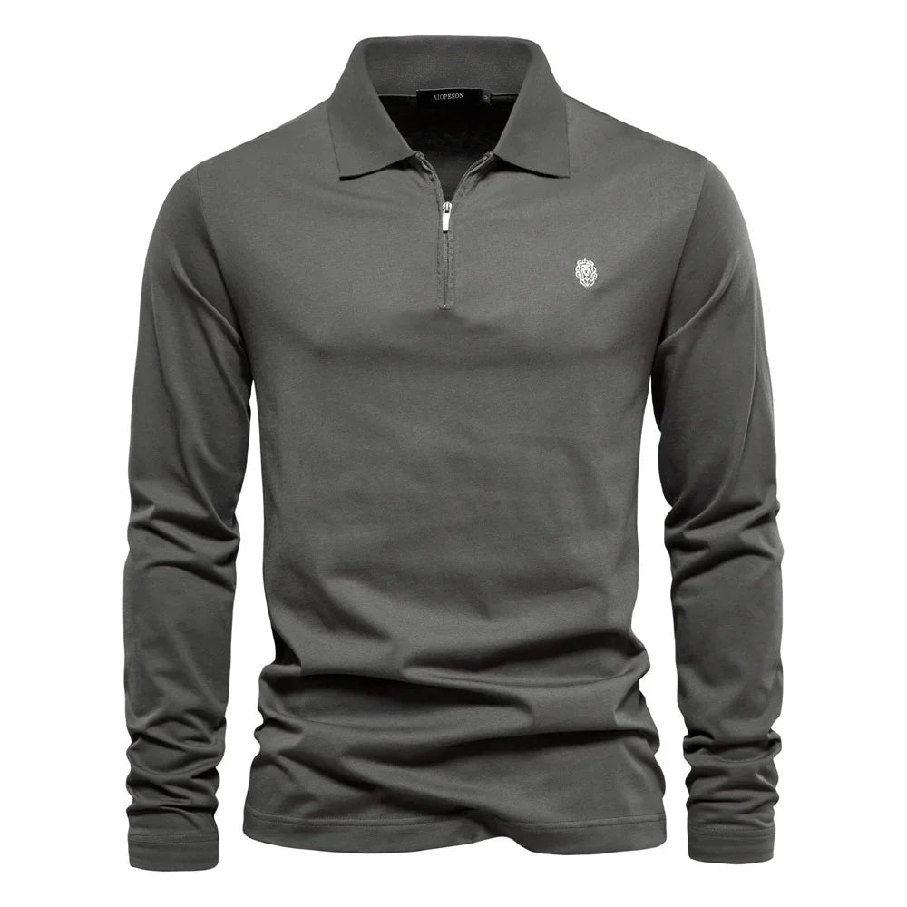 AIOPESON Brand | Long Sleeve Men's Polo Shirt