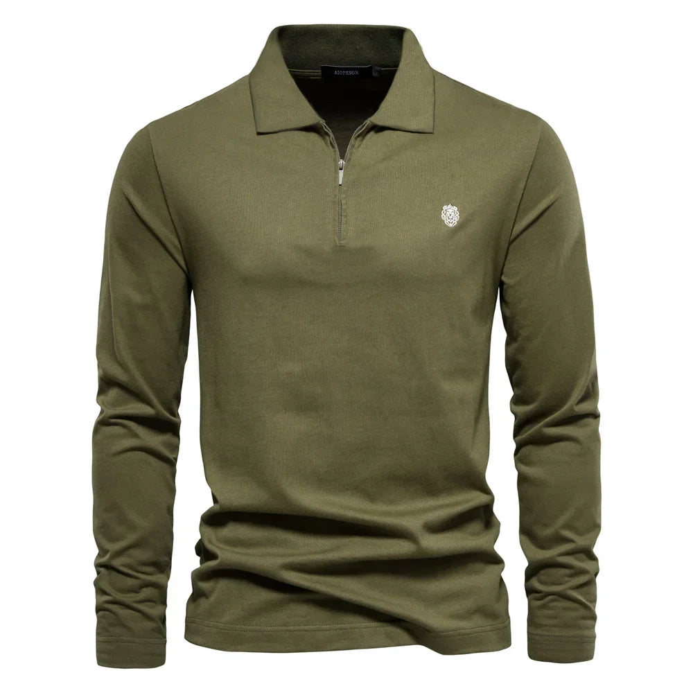 AIOPESON Brand | Long Sleeve Men's Polo Shirt