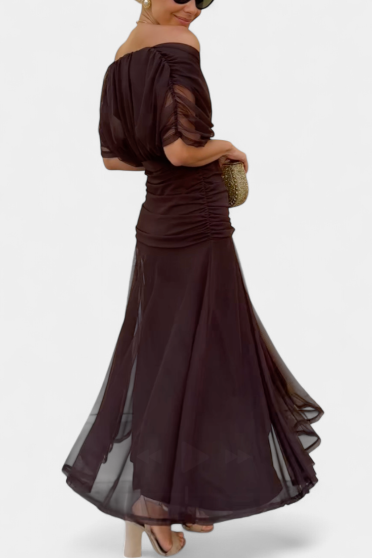 Alondra – Women’s long dress with a floral print and a V-neck