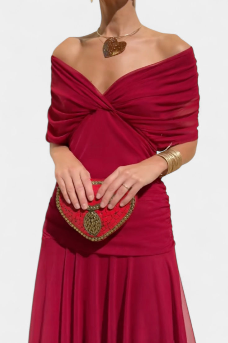 Alondra – Women’s long dress with a floral print and a V-neck