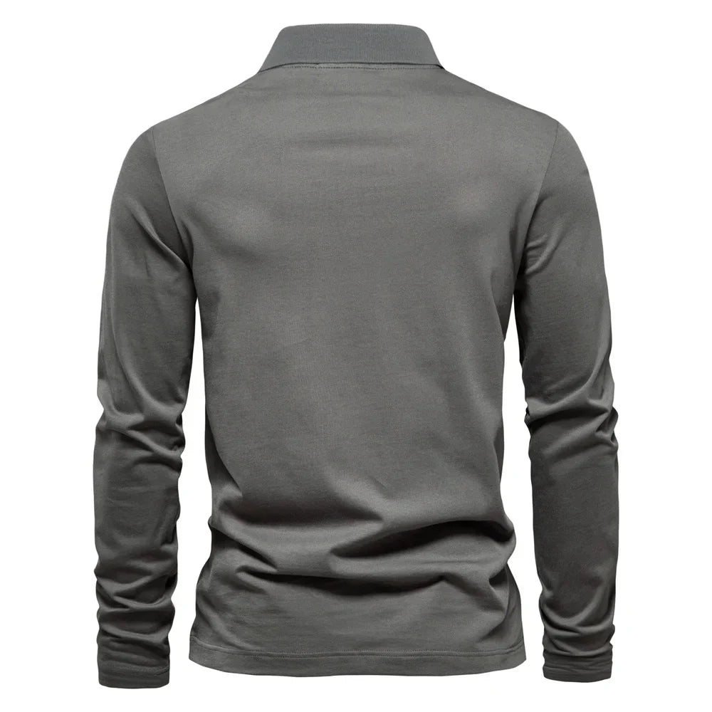 AIOPESON Brand | Long Sleeve Men's Polo Shirt