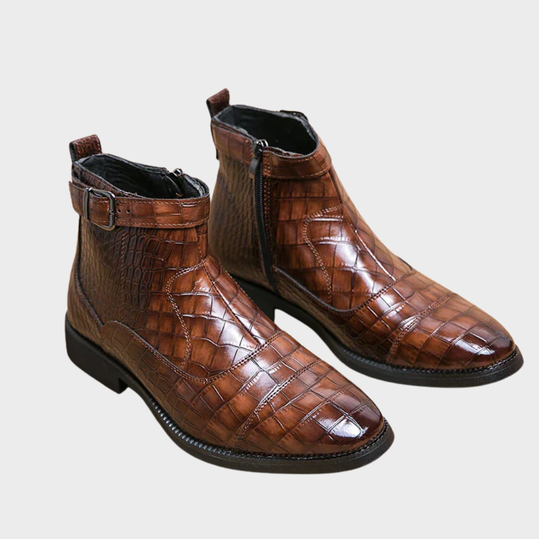 Brandon | Faux Leather Buckle Ankle Boots