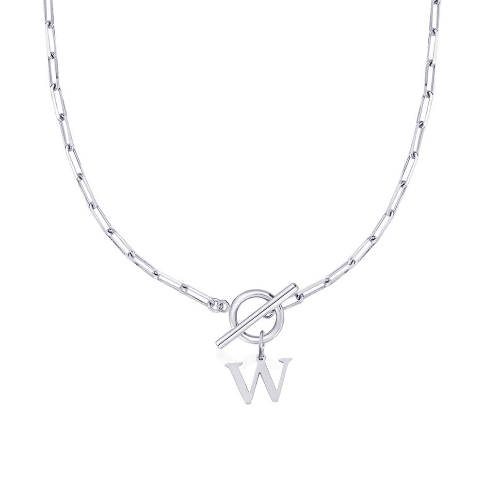 Ganelle™ Collar with Circular Lock Closure and Initial in Paperclip Shape
