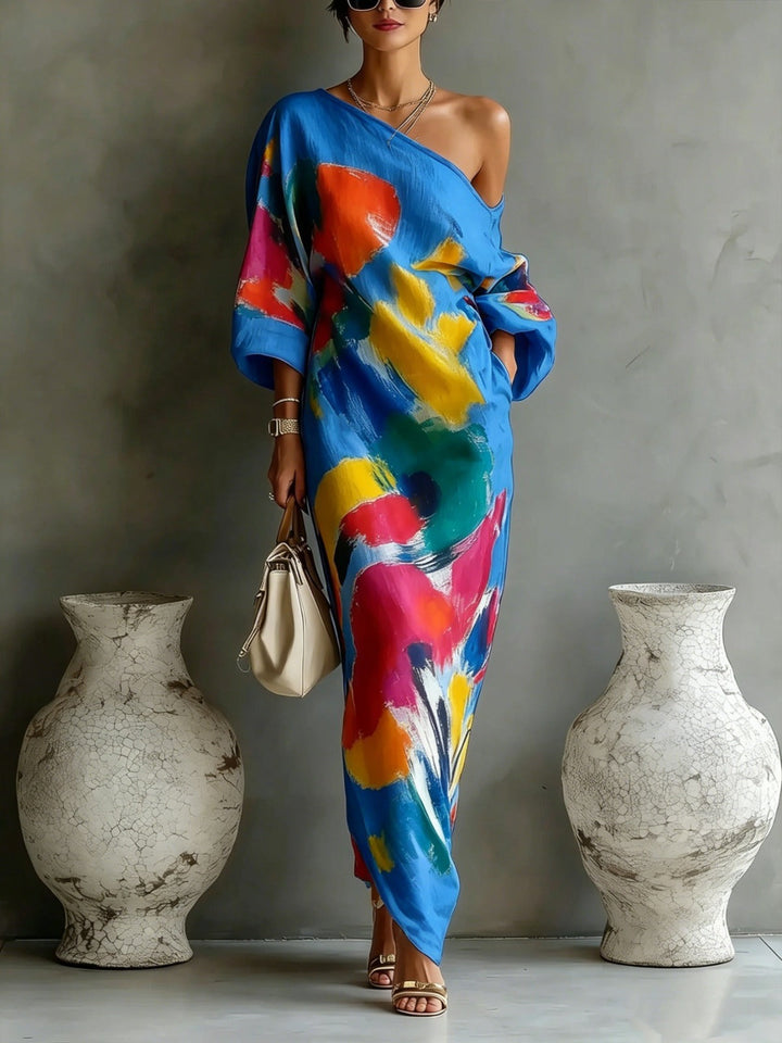 Lindiwe™ | Abstract Drape Maxi Dress