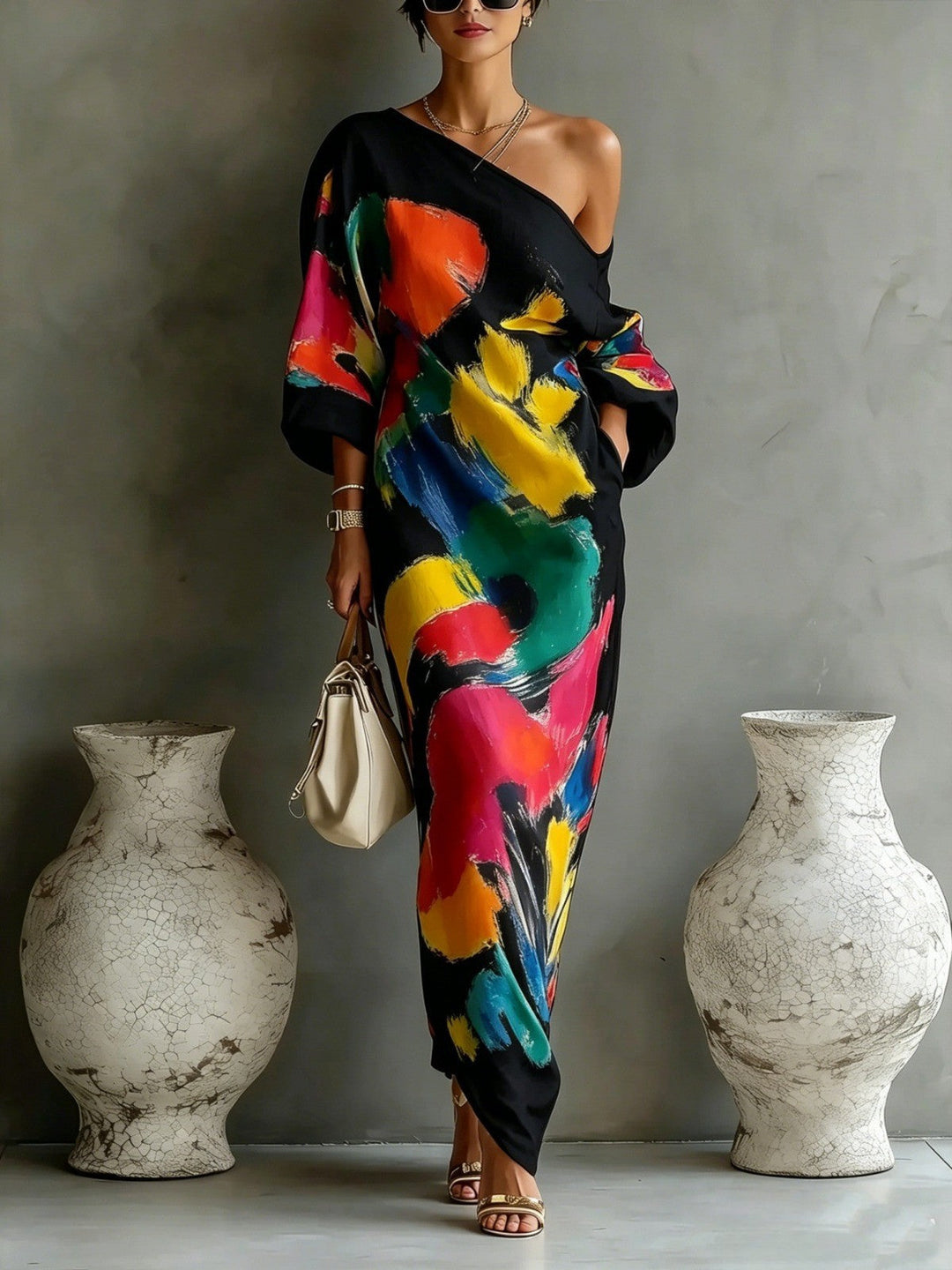 Lindiwe™ | Abstract Drape Maxi Dress