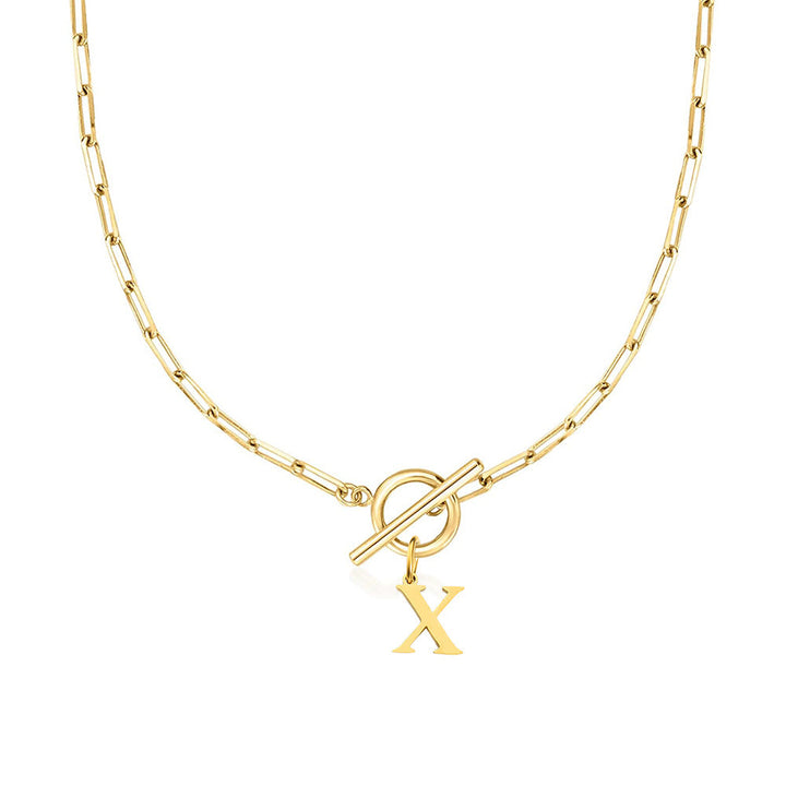 Ganelle™ Collar with Circular Lock Closure and Initial in Paperclip Shape