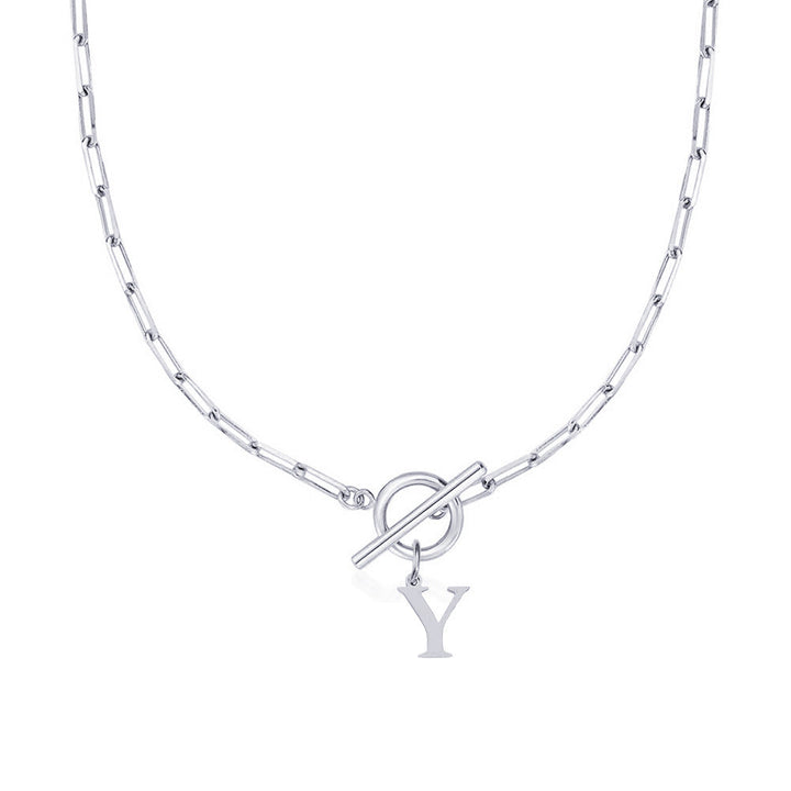 Ganelle™ Collar with Circular Lock Closure and Initial in Paperclip Shape