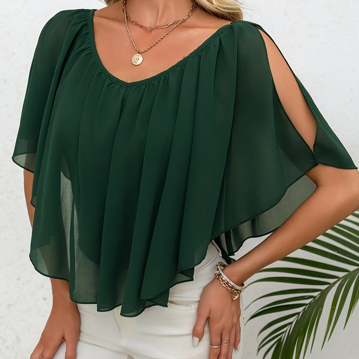 Adele | Pleated Off-Shoulder Blouse with Elegant Style