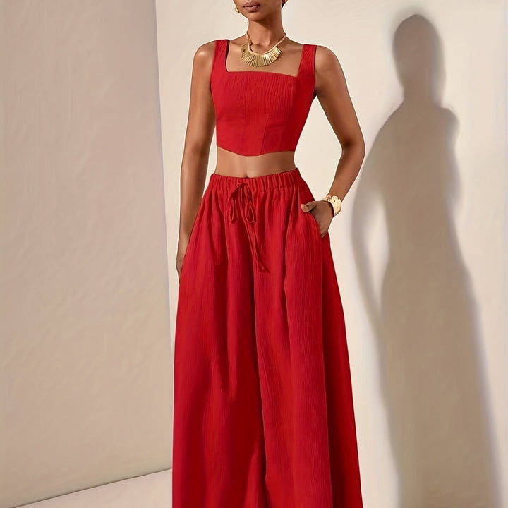 Alessia | Sleeveless Top and Wide-Leg Pants Set with Pockets