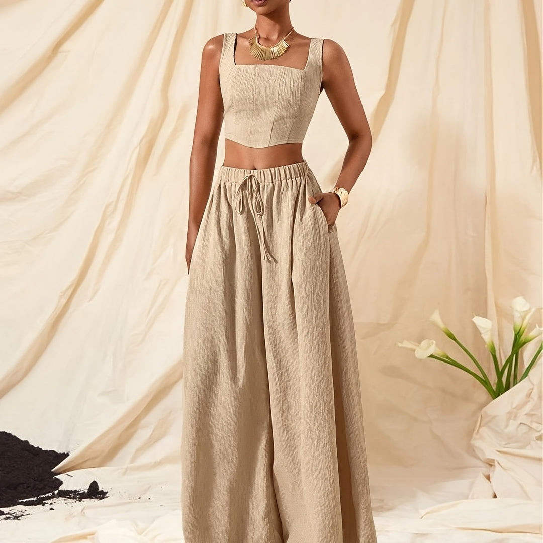 Alessia | Sleeveless Top and Wide-Leg Pants Set with Pockets