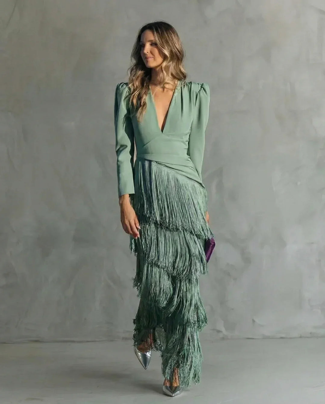 Sienna | Elegant Dress with Fringe Sleeves
