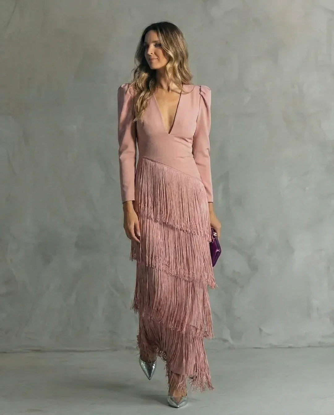 Sienna | Elegant Dress with Fringe Sleeves