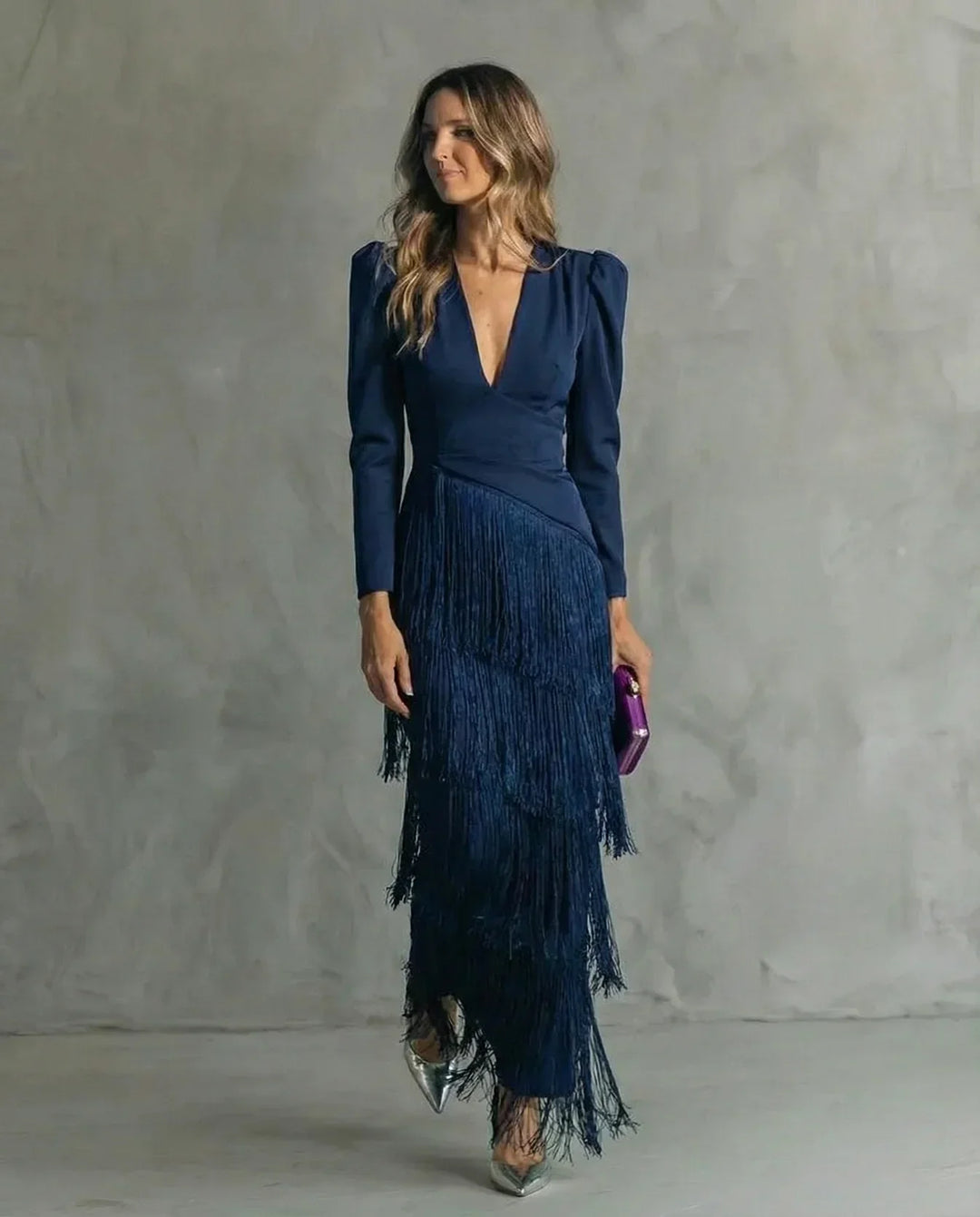 Sienna | Elegant Dress with Fringe Sleeves