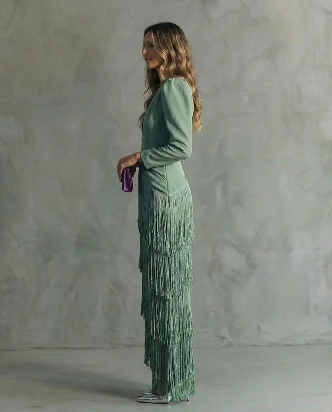 Sienna | Elegant Dress with Fringe Sleeves