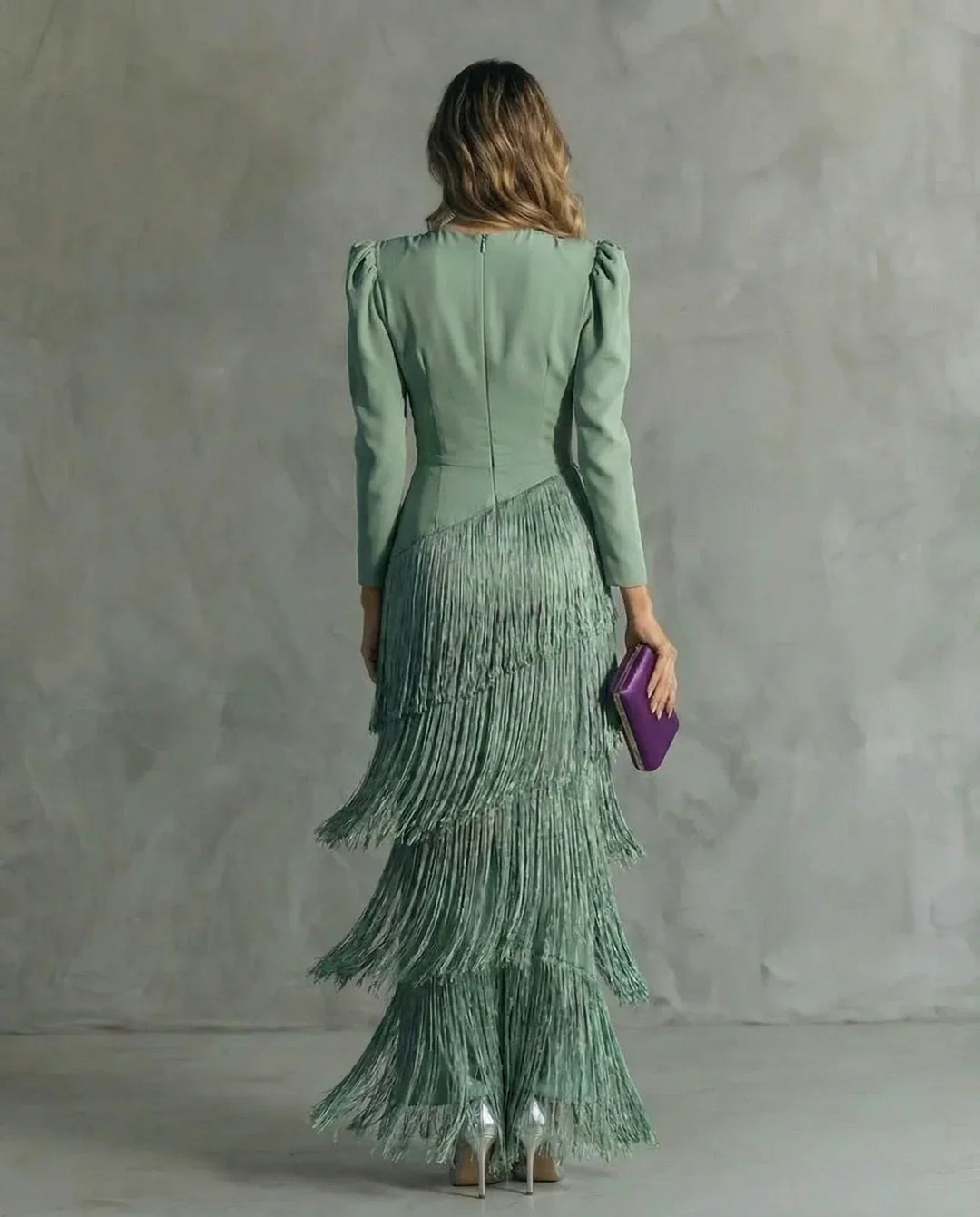 Sienna | Elegant Dress with Fringe Sleeves