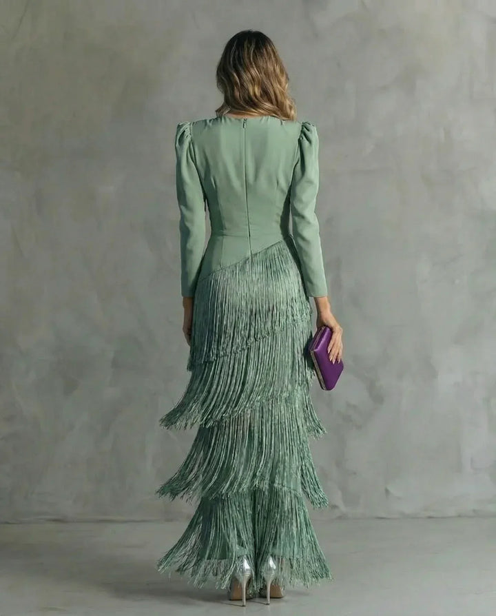 Sienna | Elegant Dress with Fringe Sleeves