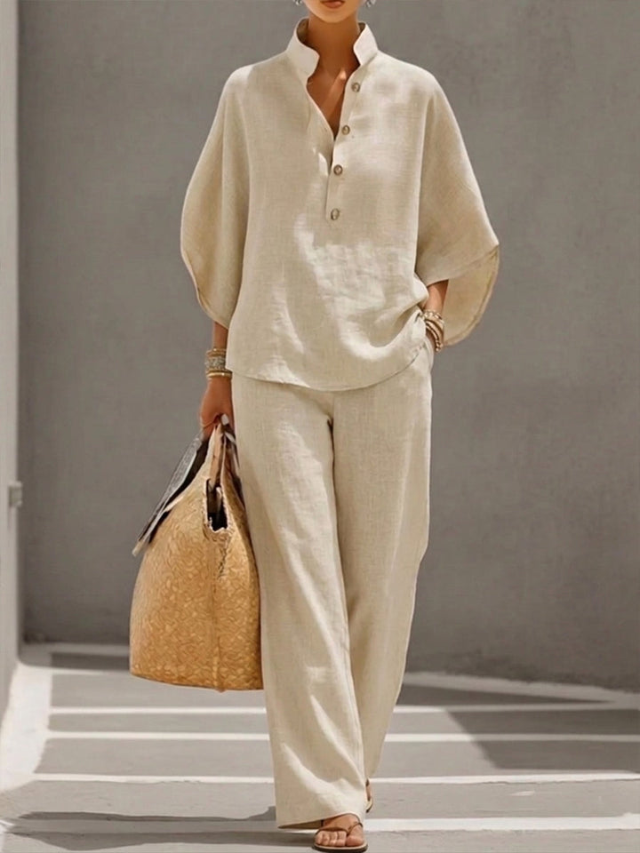 Kinsley | Elegant Batwing Sleeve & Wide-Leg Pants Set