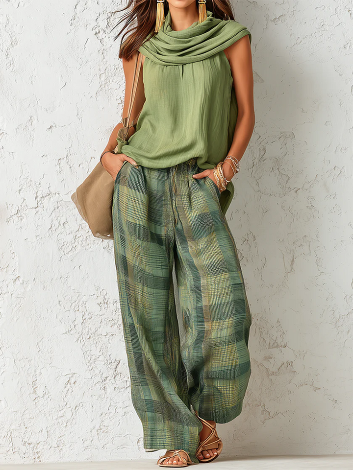 Reese™ | Sage Drape Plaid Set