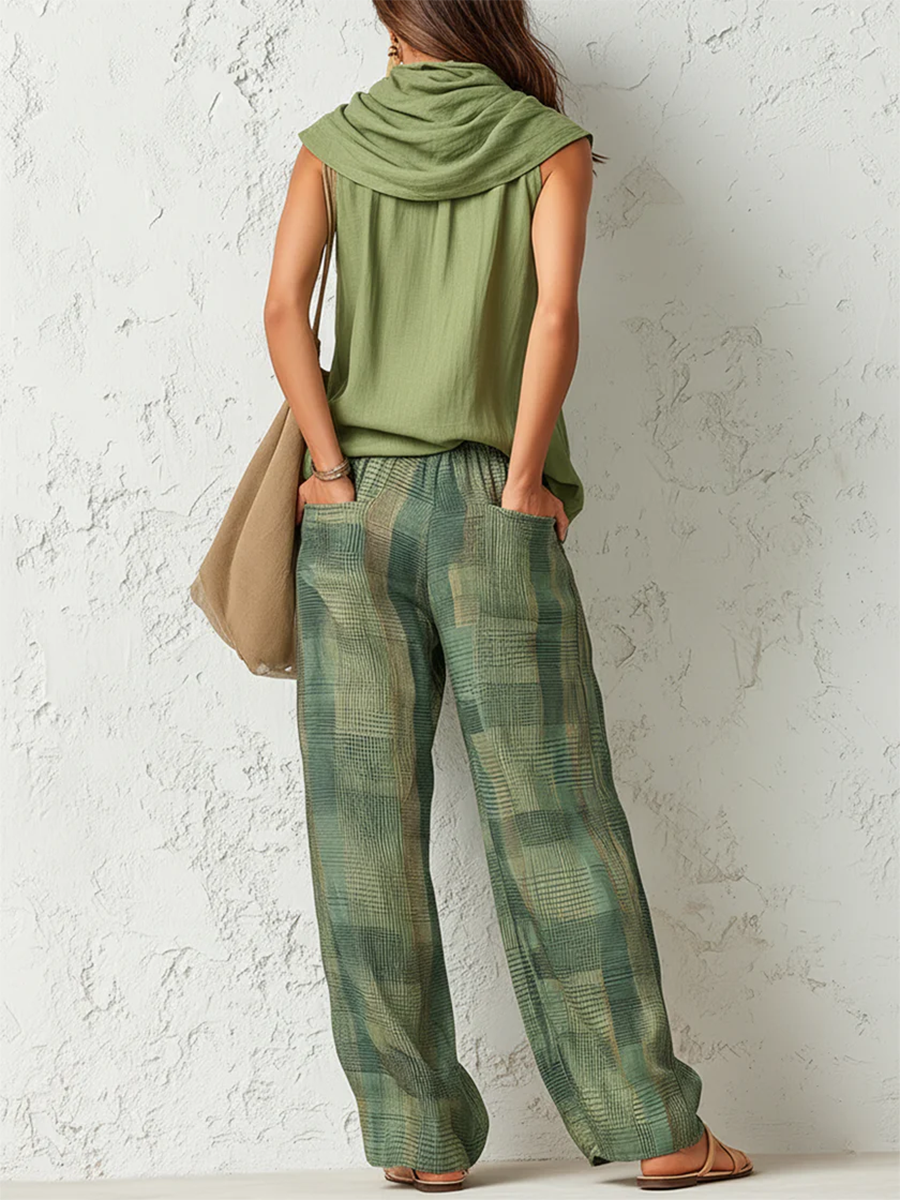 Reese™ | Sage Drape Plaid Set