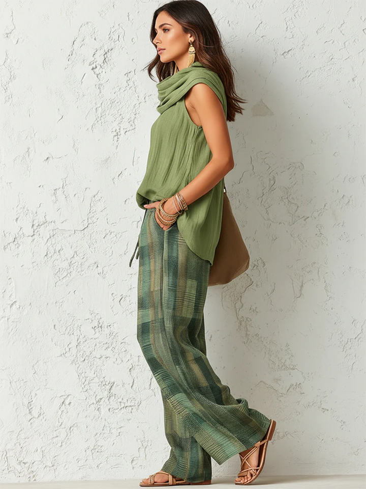 Reese™ | Sage Drape Plaid Set