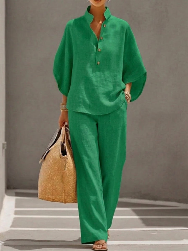 Kinsley | Elegant Batwing Sleeve & Wide-Leg Pants Set