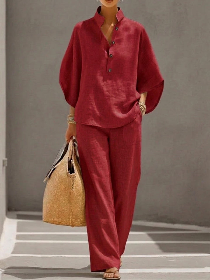 Kinsley | Elegant Batwing Sleeve & Wide-Leg Pants Set