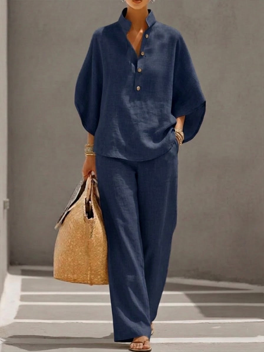 Kinsley | Elegant Batwing Sleeve & Wide-Leg Pants Set