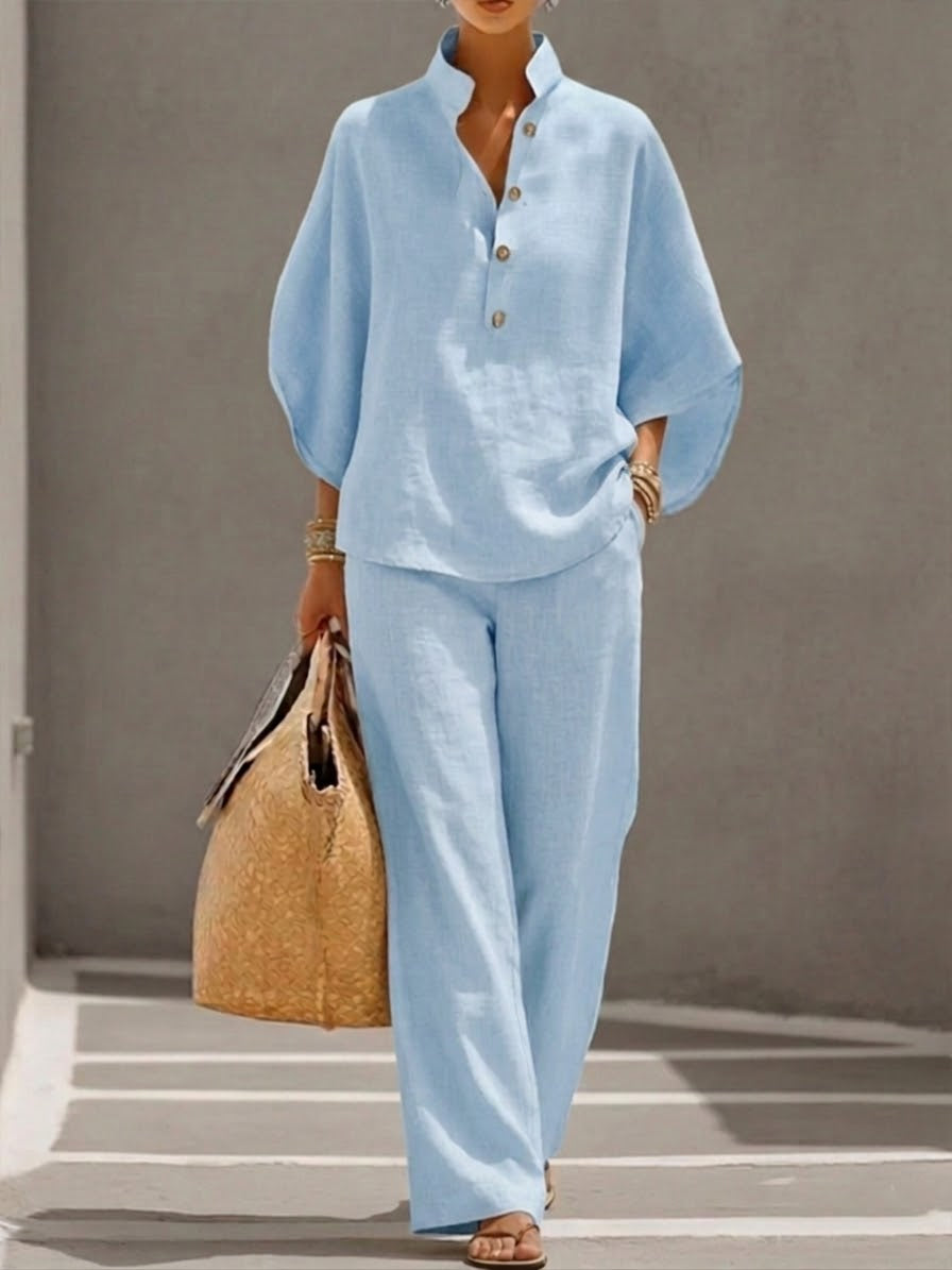 Kinsley | Elegant Batwing Sleeve & Wide-Leg Pants Set