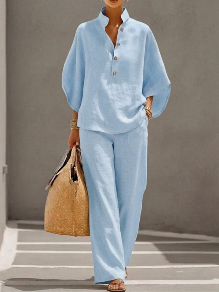 Kinsley | Elegant Batwing Sleeve & Wide-Leg Pants Set