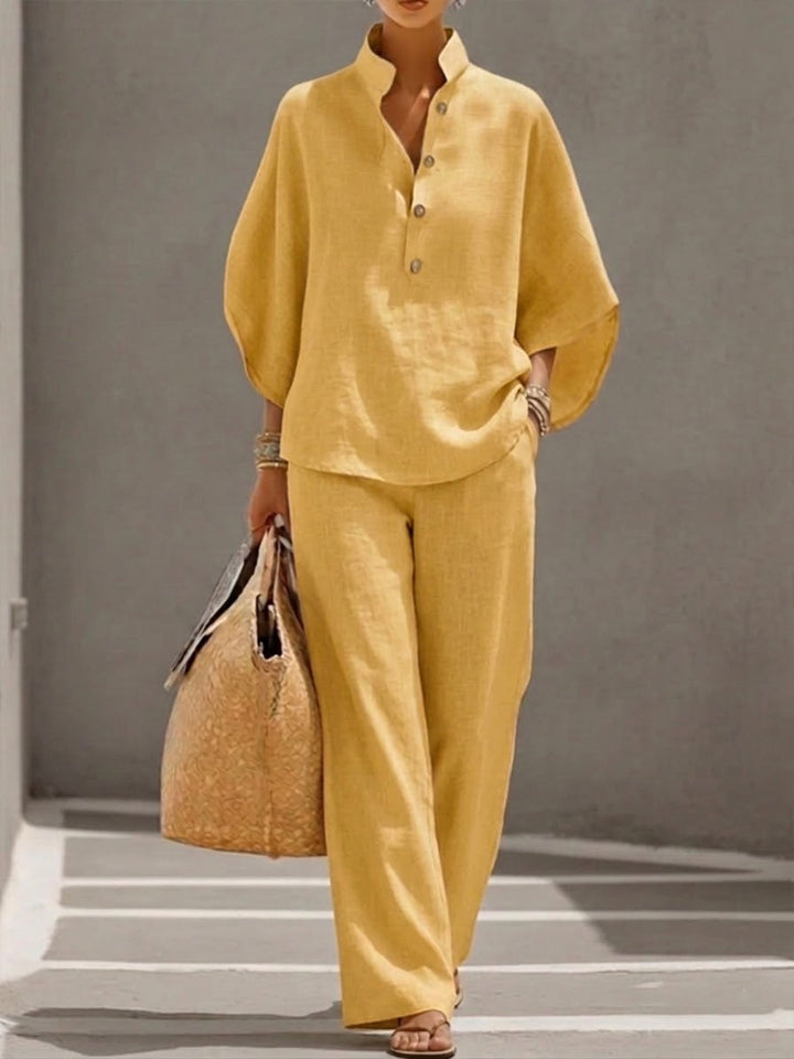 Kinsley | Elegant Batwing Sleeve & Wide-Leg Pants Set