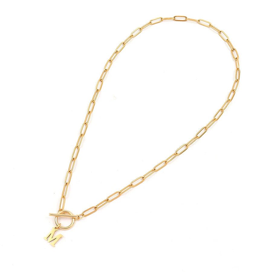 Ganelle™ Collar with Circular Lock Closure and Initial in Paperclip Shape