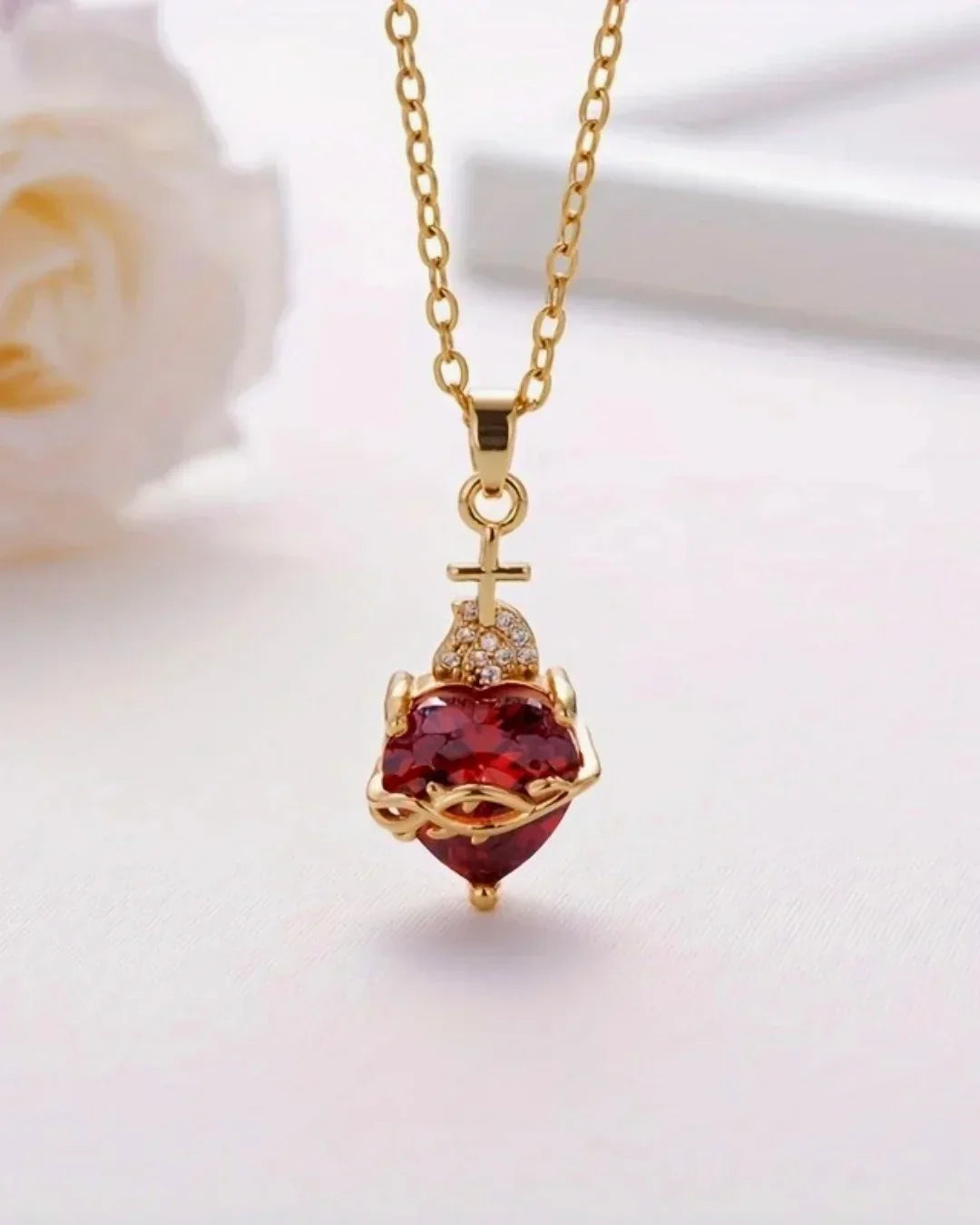 Aurelienna™ Sacred Heart of Jesus Necklace with Gold Plating