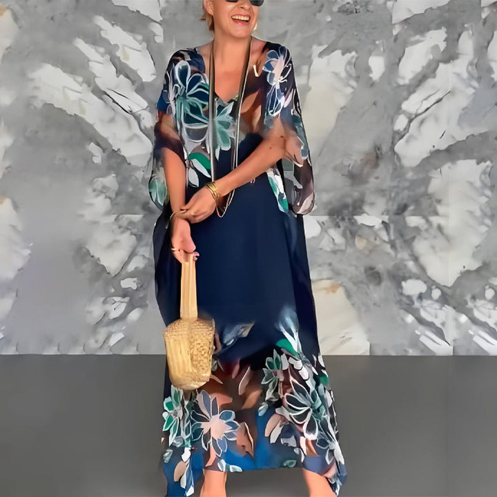 Ione | Elegant V-Neck Flowing Maxi Dress