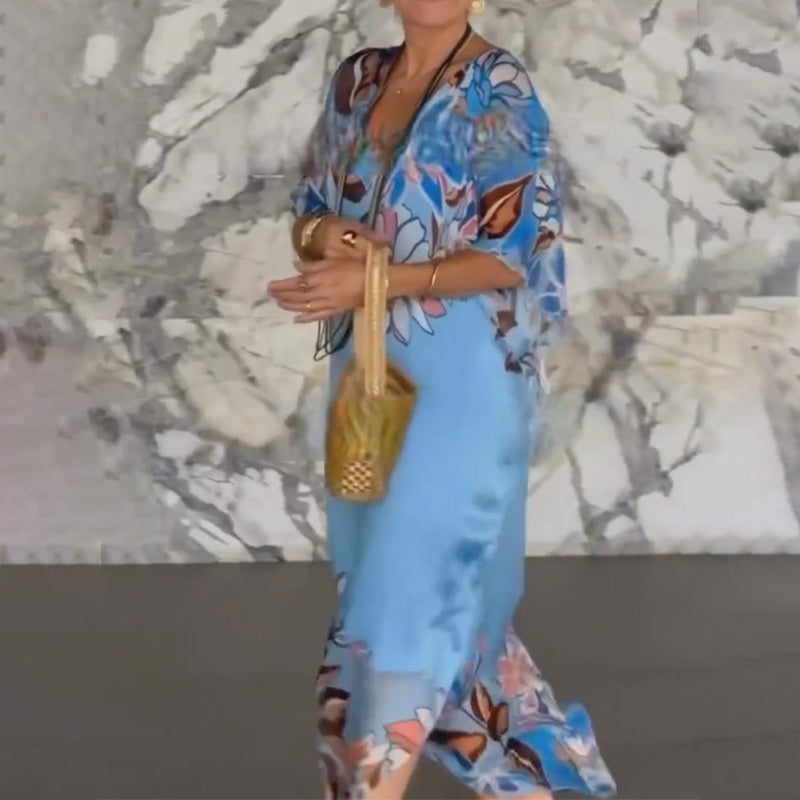 Ione | Elegant V-Neck Flowing Maxi Dress