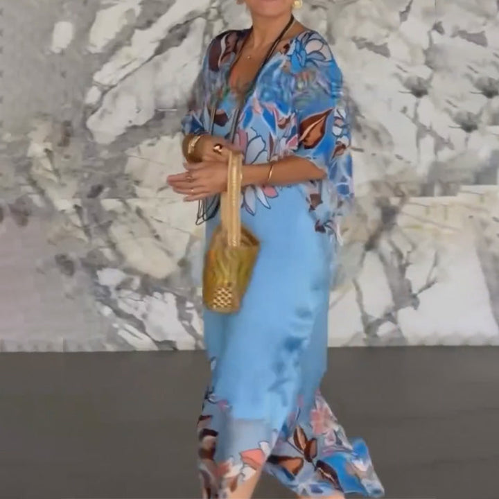 Ione | Elegant V-Neck Flowing Maxi Dress