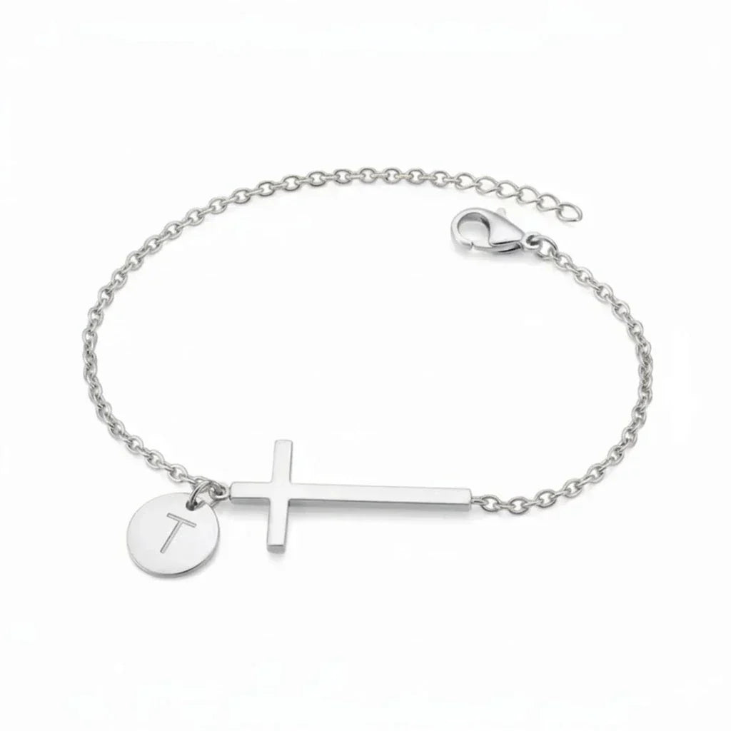 Elodryn™ Sacred Initial Bracelet – Customized Cross