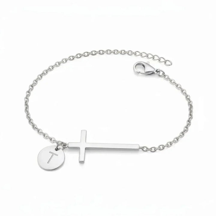 Elodryn™ Sacred Initial Bracelet – Customized Cross