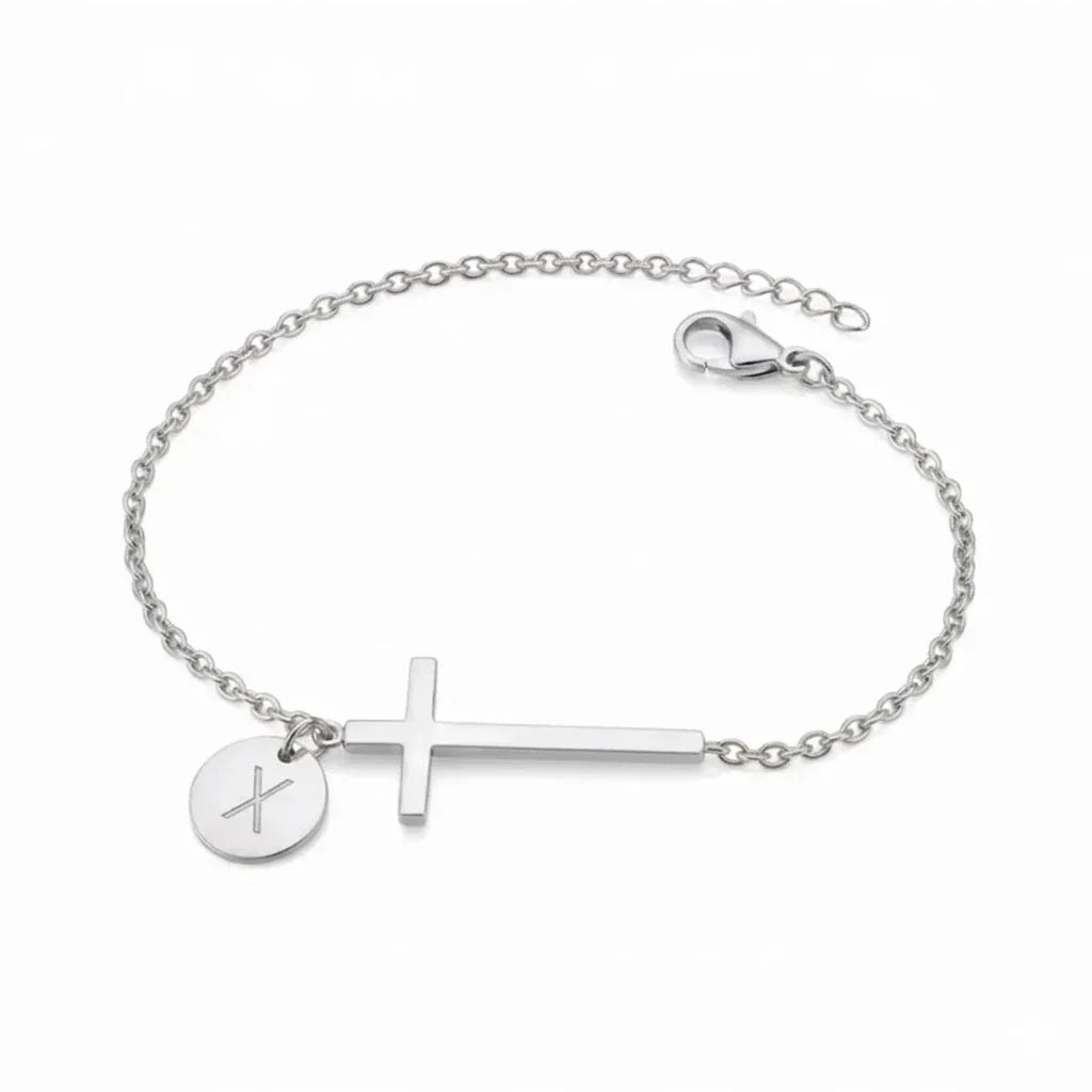 Elodryn™ Sacred Initial Bracelet – Customized Cross