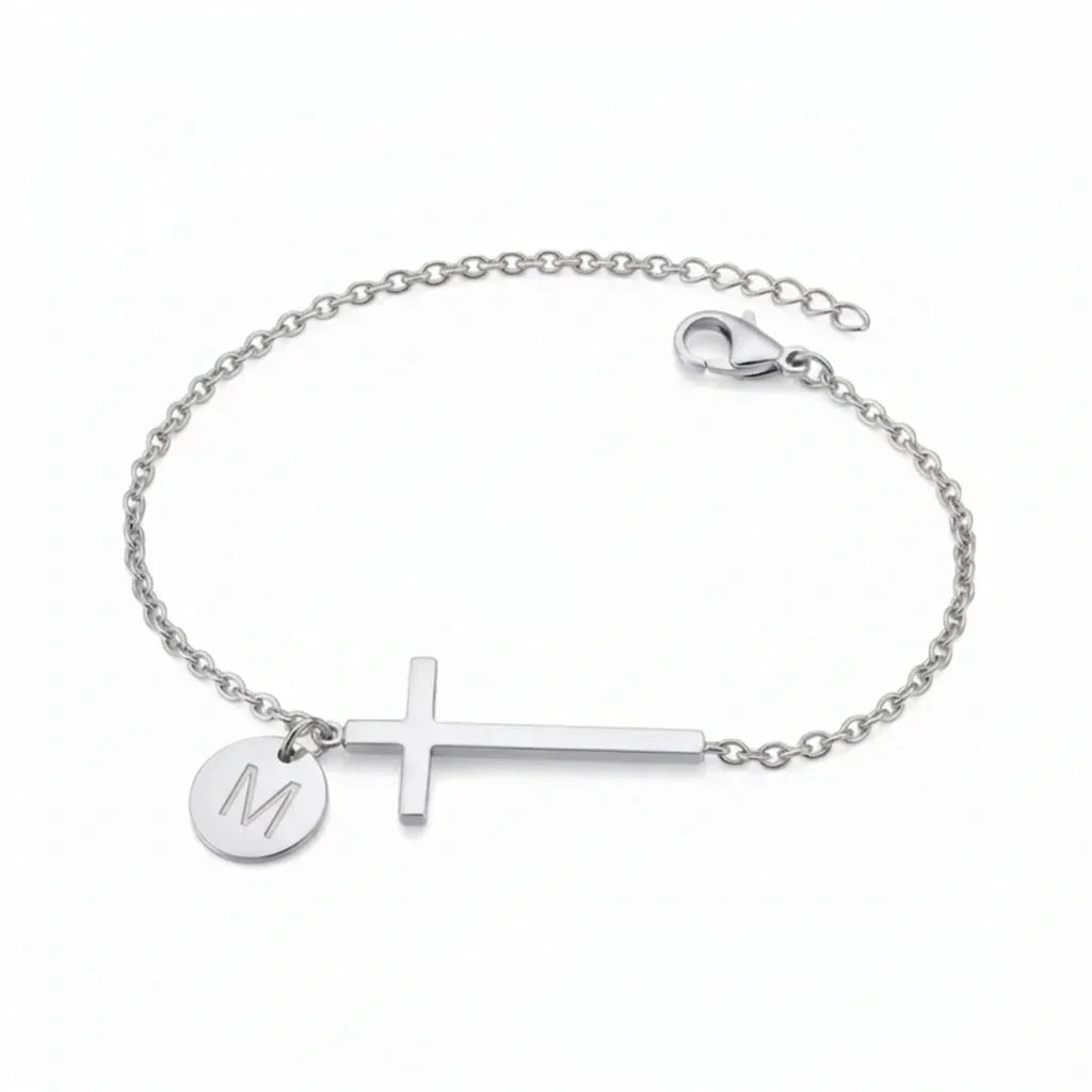 Elodryn™ Sacred Initial Bracelet – Customized Cross