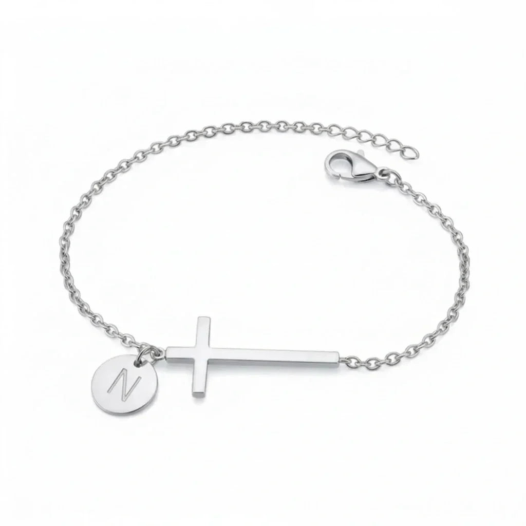Elodryn™ Sacred Initial Bracelet – Customized Cross